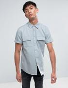 Asos Regular Fit Twill Shirt In Blue - Blue