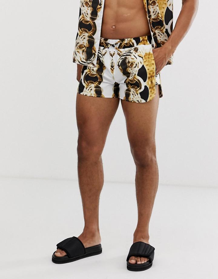 Hermano Two-piece Swim Shorts With Jaguar Print - White
