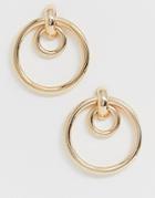 Asos Design Earrings In Linked Double Circle Design In Gold Tone