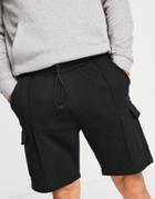 Threadbare Cargo Pocket Jersey Shorts In Black