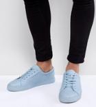 Asos Wide Fit Lace Up Sneakers In Pastel Blue Block - Blue
