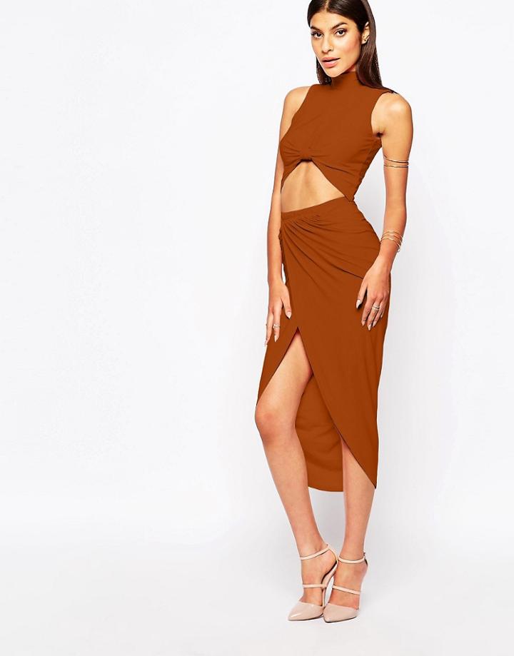 Club L Ruched Pencil Skirt With Wrap Front - Black $16.00