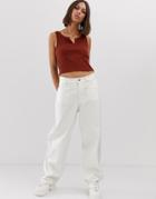 Weekday Oversized Low Rise Wide Leg Jeans In White - White