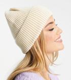 My Accessories London Exclusive Chunky Beanie In Recycled Cream Yarn-white
