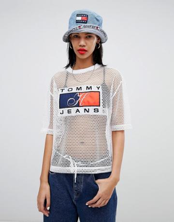 Tommy Jean 90s Capsule 5.0 Logo Mesh T-shirt - White