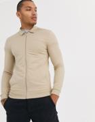 Asos Design Muscle Jersey Harrington Jacket In Beige