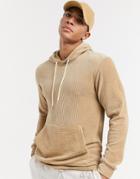 Only & Sons Cord Hoodie In Beige-neutral