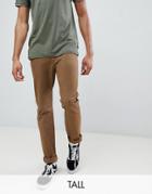 Ted Baker Tall Slim Fit Chinos With Pocket Detail In Camel - Brown