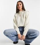 Vero Moda Tall High Neck Sweater With Structured Shoulder In Cream-white