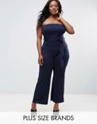 Club L Plus Bandeau Jumpsuit With Belt - Navy