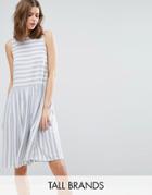 Vero Moda Tall Skater Dress In Stripe - White
