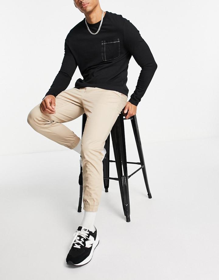Jack & Jones Intelligence Chino Jogger In Slim Fit Beige-neutral