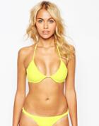 Asos Underwired Ruched Bikini Top - Yellow
