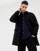 Only & Sons Oversized Wool Overcoat With Patch Pocket - Black