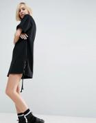 Asos T-shirt Dress With Lace Up Sides - Black
