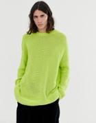 Asos Design Oversized Textured Knit Sweater In Lime Green - Green
