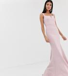 Jarlo Tall Square Neck Maxi Dress With Built Up Shoulder In Pink