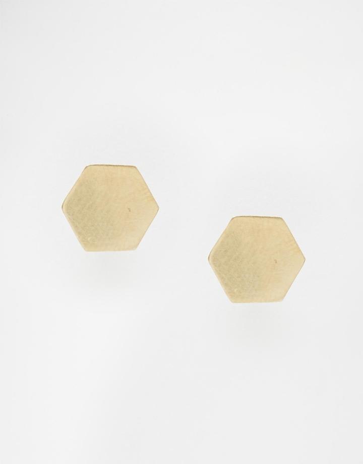 Made Hexagon Stud Earrings - Gold