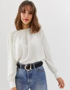 Vero Moda Smocked High Neck Top-cream