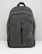 Adidas Originals Suede Look Backpack With Tonal Trefoil Logo - Gray