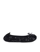 Dune Black Scrunchy Bow Ballerina Shoes - Black