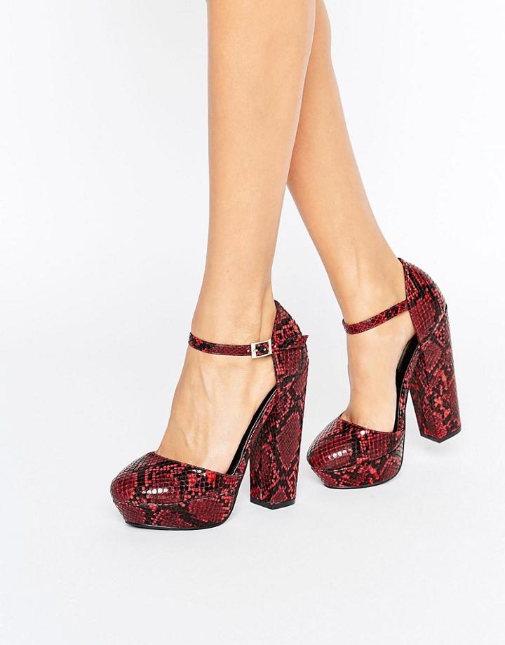 Daisy Street Platform Mary Jane Heeled Shoes - Multi