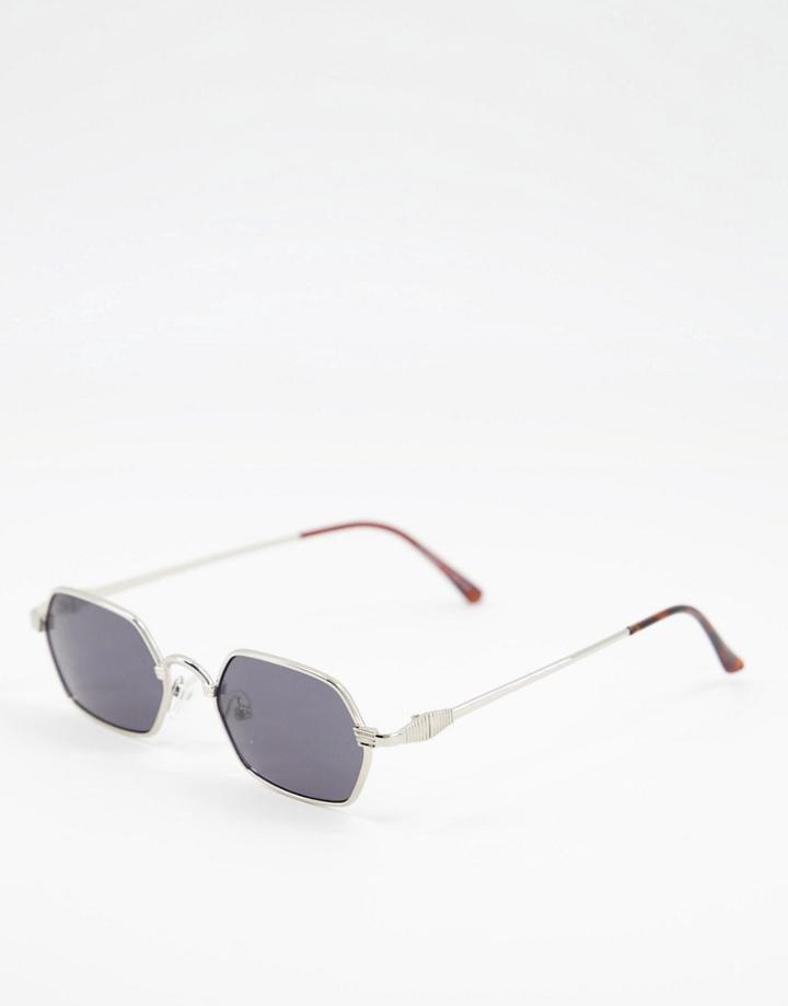 Aj Morgan Micro Rectangle Sunglasses In Silver