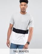 Jacamo Tall T-shirt With Panel Block In Gray - Gray