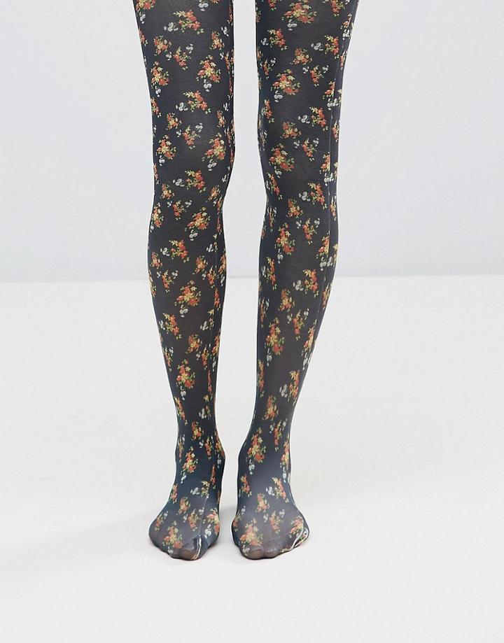 Asos Tights In Ditsy Floral Print - Multi