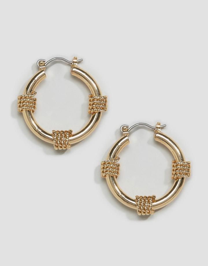 Asos Wrapped Hoop Earrings - Gold