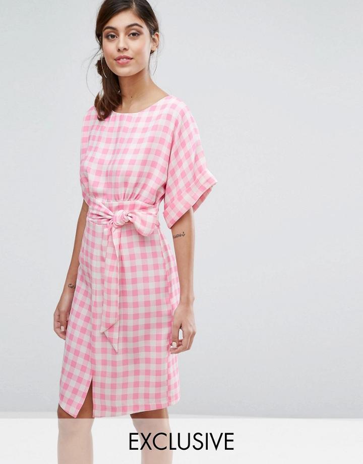 Closet London Tie Front Dress With Kimono Sleeve - Multi