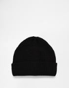 Asos Fisherman Beanie With Stitch Detail In Black - Black