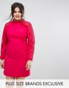 Truly You Pencil Dress With Ruffle And Lace Detail - Multi