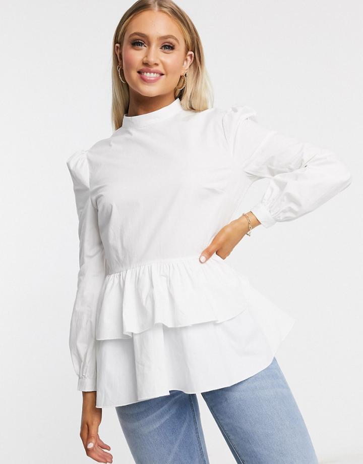 Missguided Poplin Smock Top In White