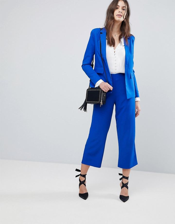 Fashion Union Wide Leg Tailored Pants Co-ord - Blue
