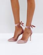 Truffle Collection Tie Ankle Court Shoe Heels - Beige