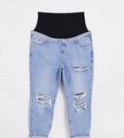 Topshop Maternity Over Bump Bleached Ripped Mom Jeans-blues