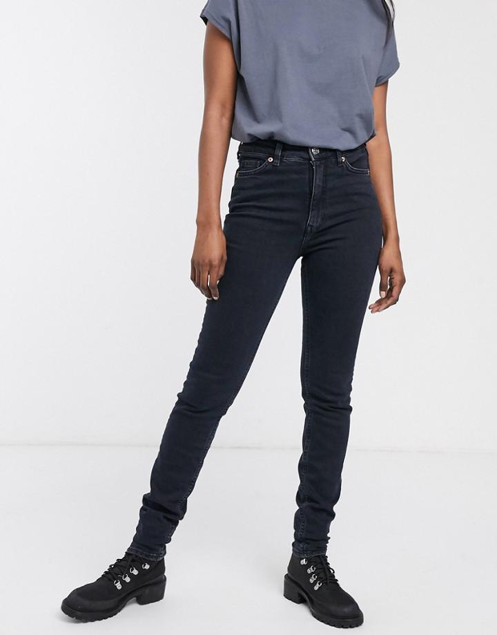 Monki Oki Organic Cotton High Waist Skinny Jeans In Dark Blue