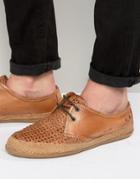 Base London Tent Woven Leather Derby Shoes - Tan