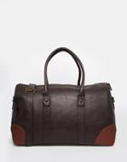 Asos Carryall In Brown Faux Leather With Contrast Trims - Brown