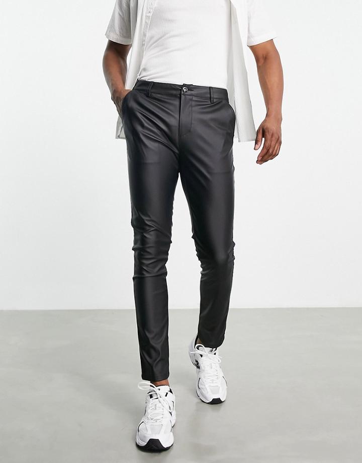 Asos Design Skinny Pants In Matte Faux Leather-black