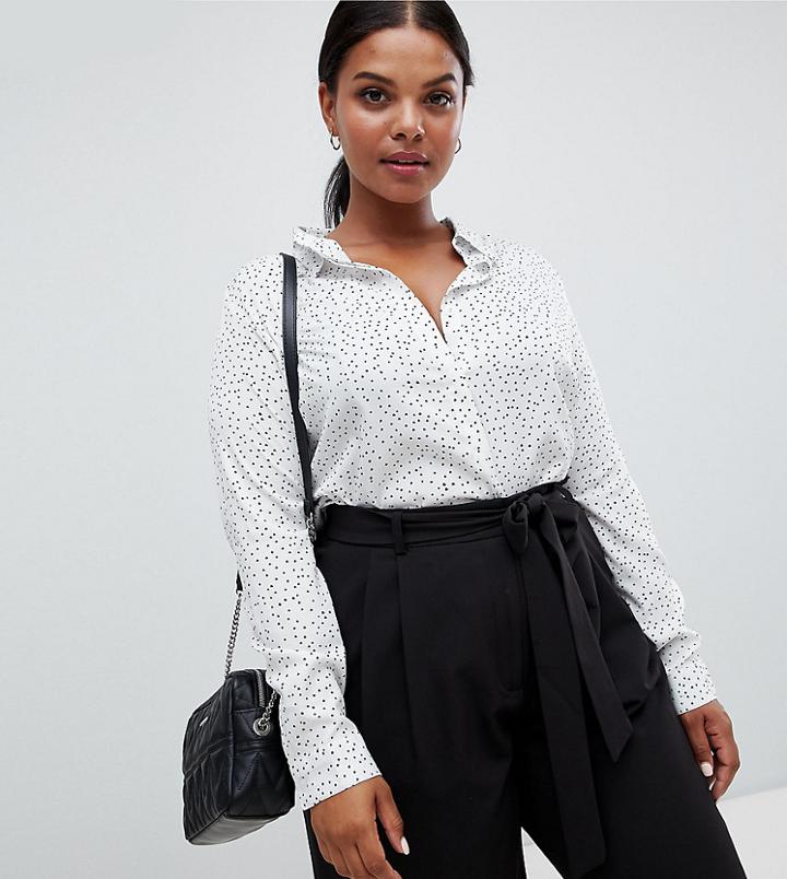 Brave Soul Plus Aleta Shirt In Mini Heart Print - Cream