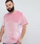 Asos Design Plus Relaxed Longline T-shirt With Curved Hem In Pink Velour - Pink
