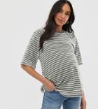 Asos Design Maternity Boxy T-shirt In Burnout Stripe - Green