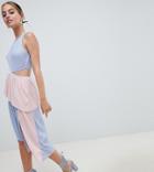 Asos Design Petite Color Block Plisse Dress - Multi