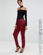 Asos Tall Satin Peg Pant - Red