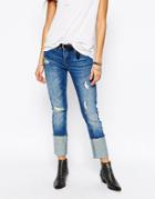 Blank Nyc Boyfriend Jeans With Oversized Turn Ups And Distressing - Blue