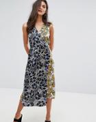 Warehouse Mixed Woodblock Silk Dress - Multi