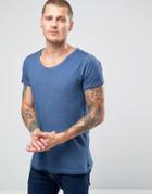 Scotch And Soda Long Fit Oil Washed T-shirt - Blue
