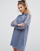 Fashion Union Mini Dress With Neck Detail - Blue